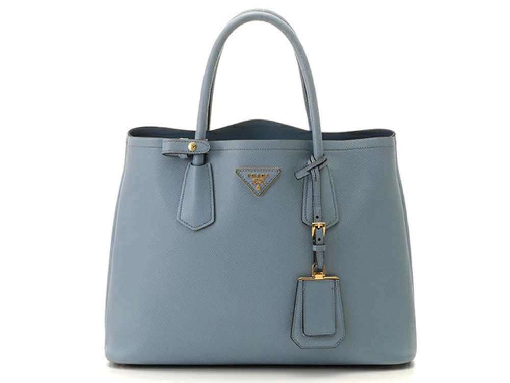 Prada Double Bag Tote Saffiano Blue